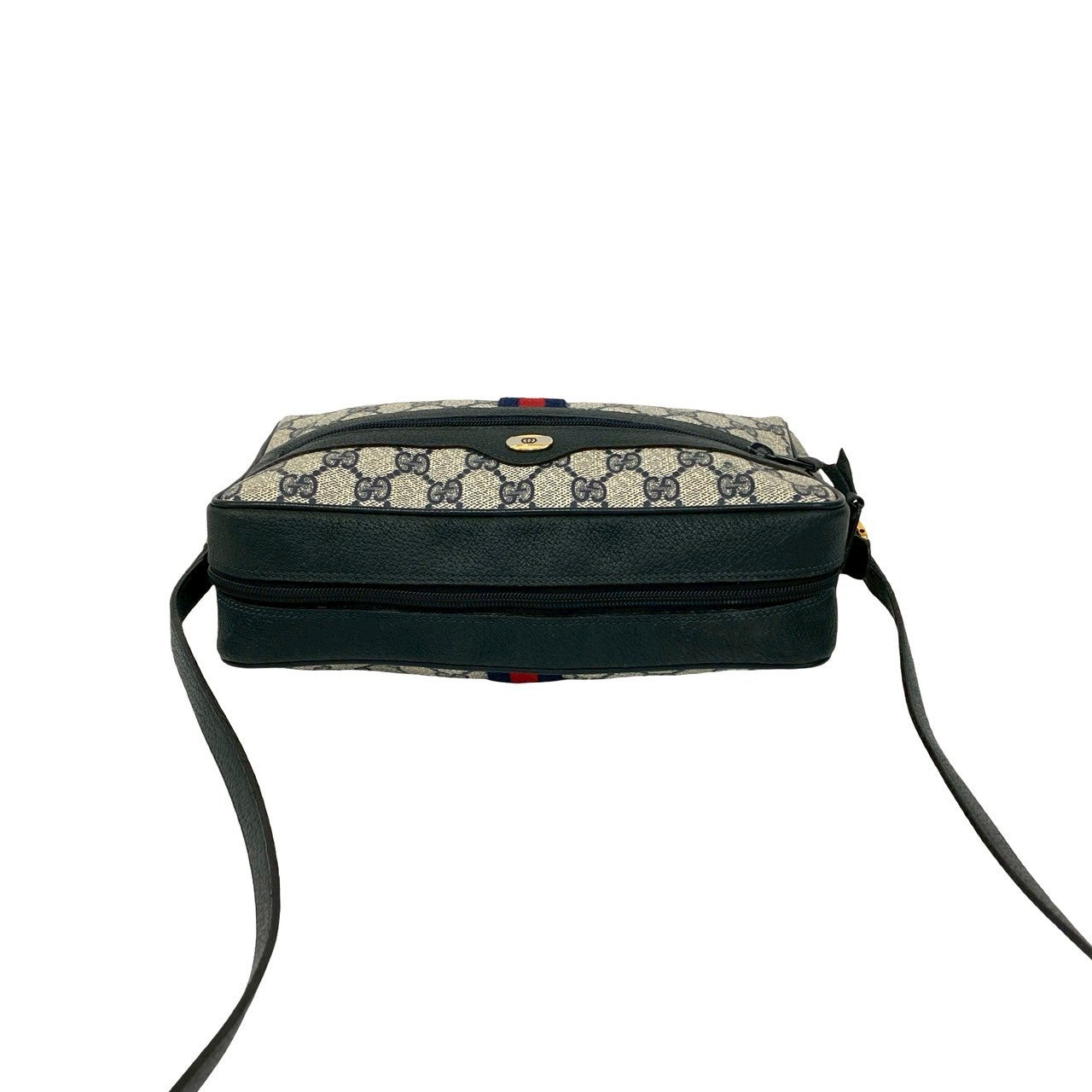 GUCCI Shoulder Bag leather Navy Sherry line