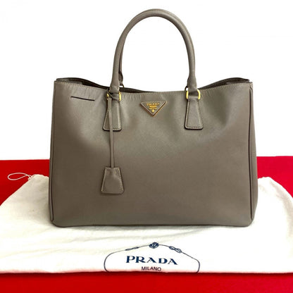 PRADA Handbag leather gray Saffiano Galleria