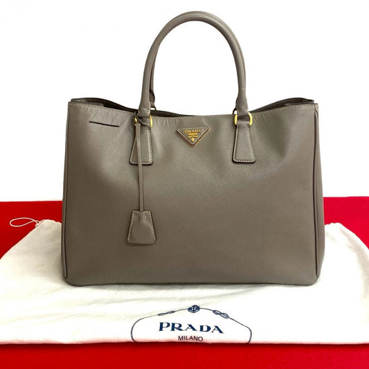 PRADA Handbag leather gray Saffiano Galleria