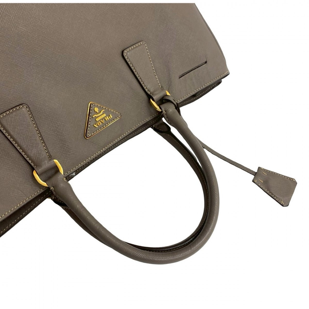 PRADA Handbag leather gray Saffiano Galleria