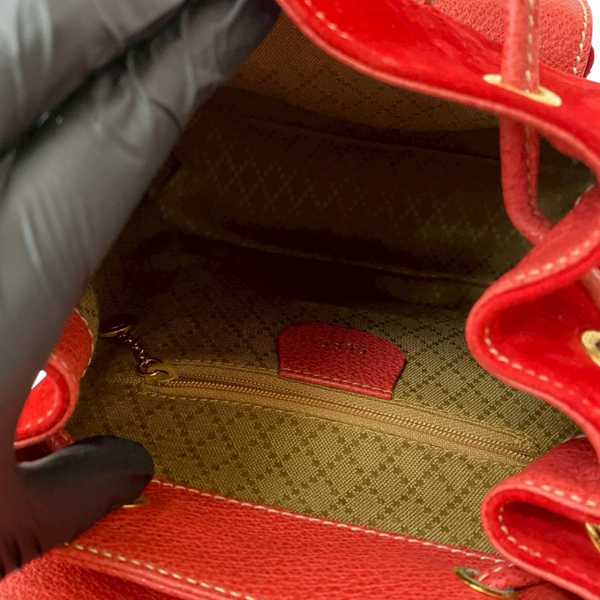 GUCCI Backpack Suede Red Bamboo
