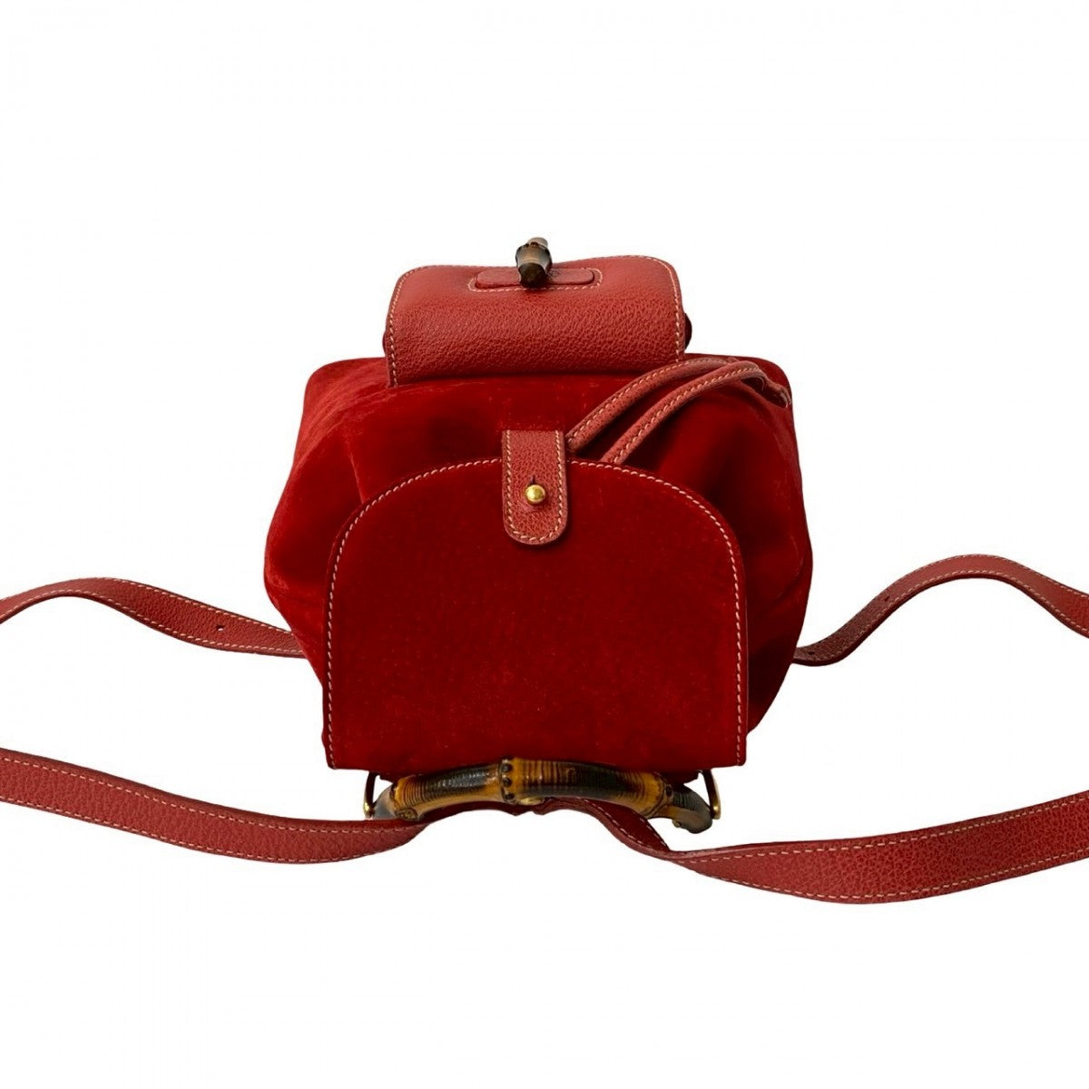 GUCCI Backpack Suede Red Bamboo