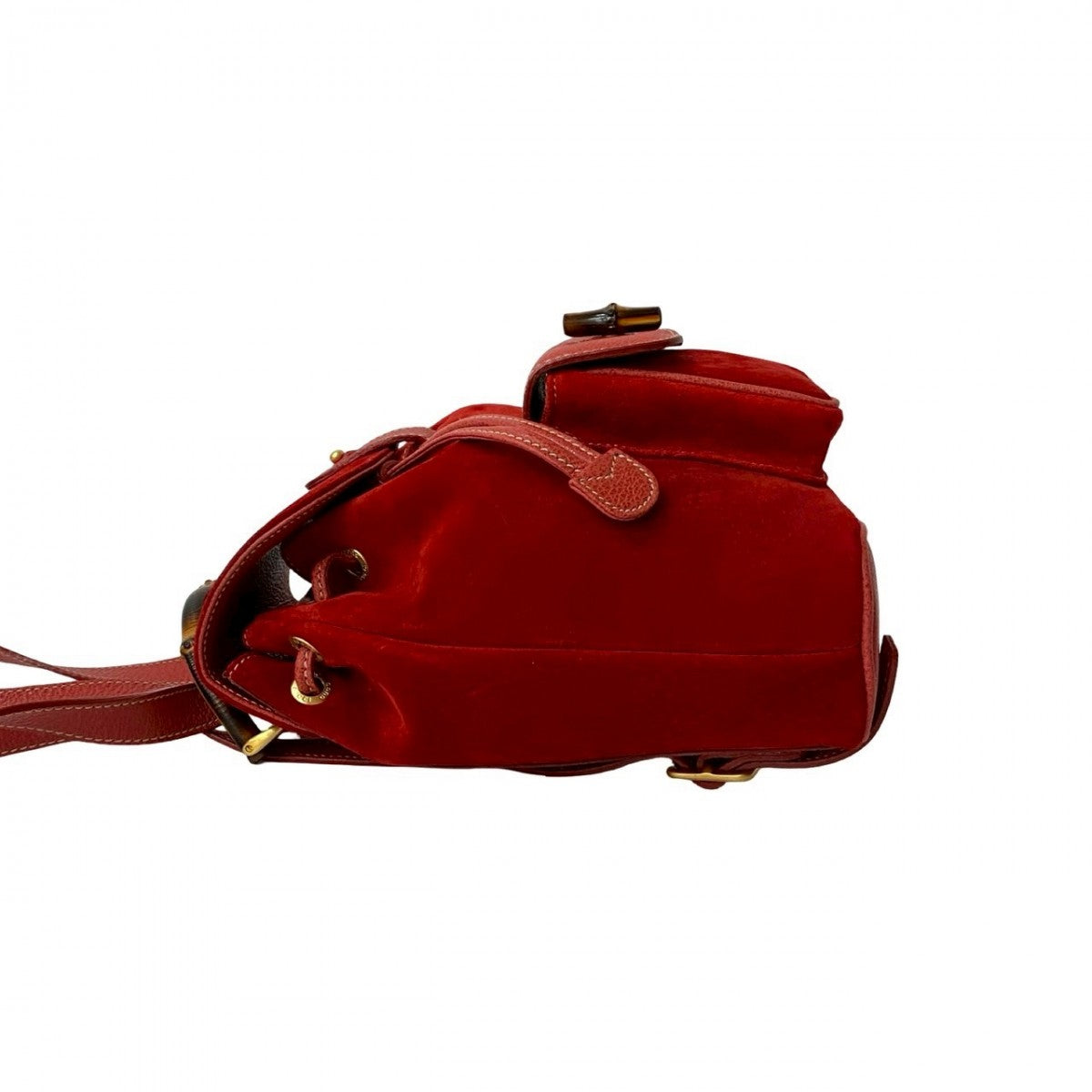 GUCCI Backpack Suede Red Bamboo