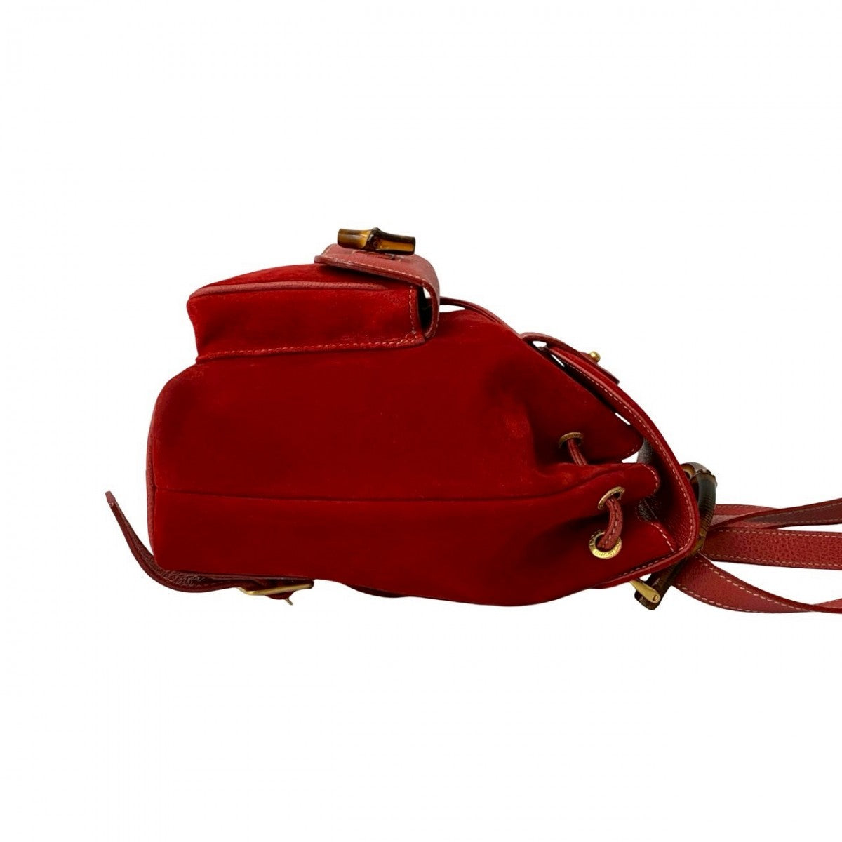 GUCCI Backpack Suede Red Bamboo