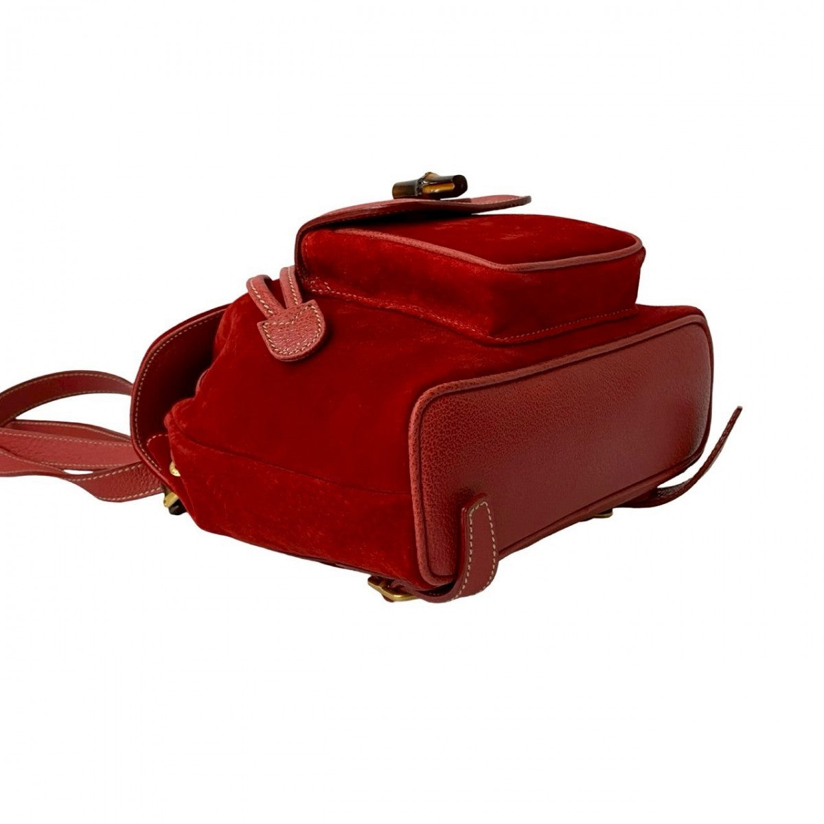 GUCCI Backpack Suede Red Bamboo