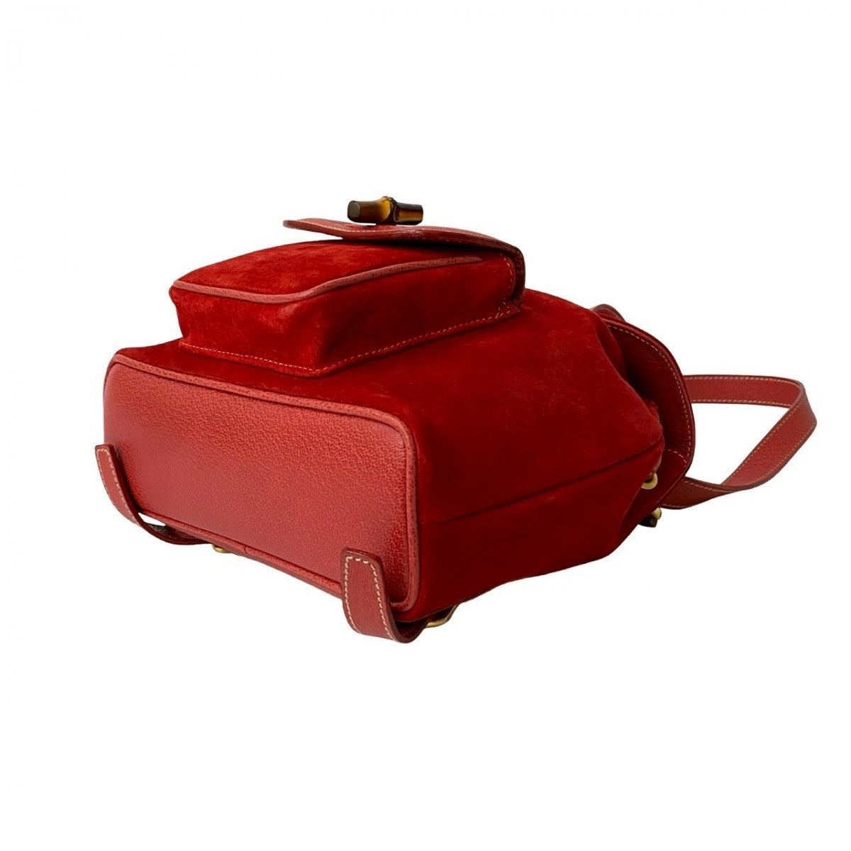 GUCCI Backpack Suede Red Bamboo