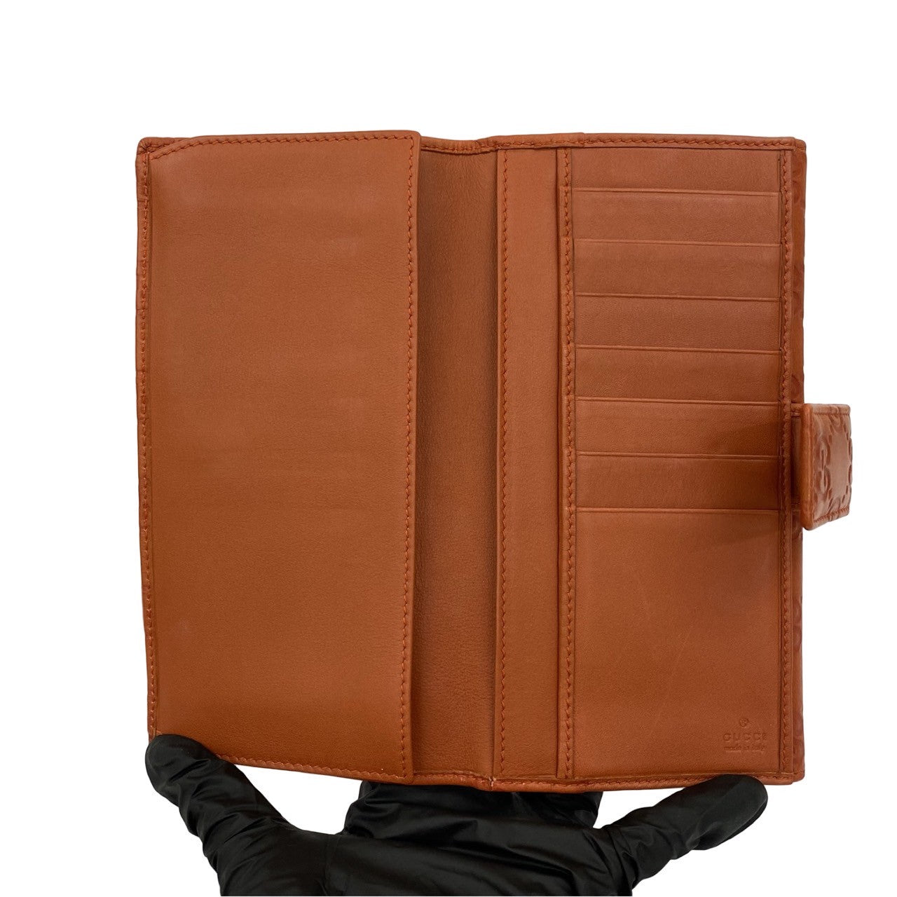 GUCCI Long Wallet Purse leather Orange Gucci Shima