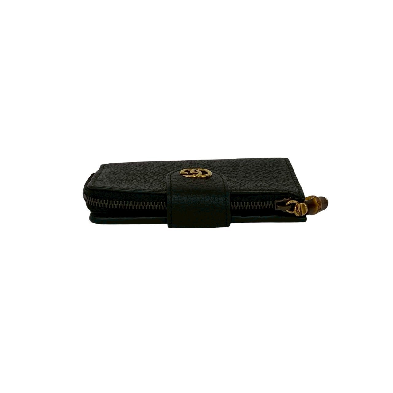 GUCCI Bifold Wallet leather black Bamboo Medium wallet