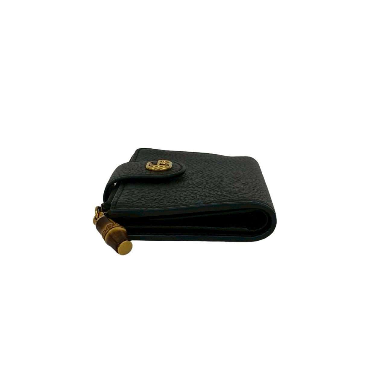GUCCI Bifold Wallet leather black Bamboo Medium wallet