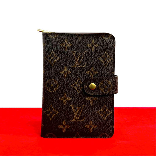 LOUIS VUITTON Bifold Wallet leather Brown Monogram Porto Papier Zip