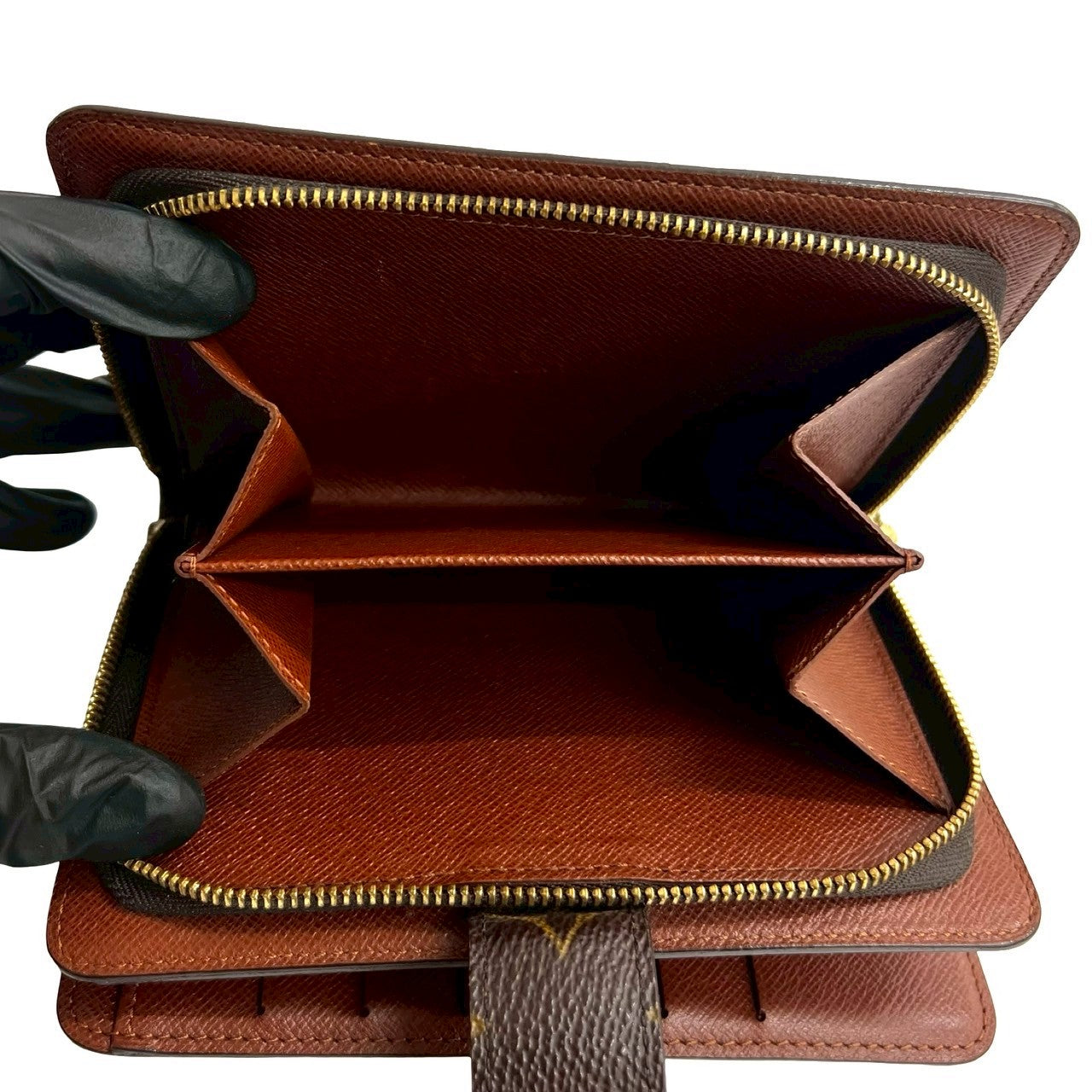 LOUIS VUITTON Bifold Wallet leather Brown Monogram Porto Papier Zip