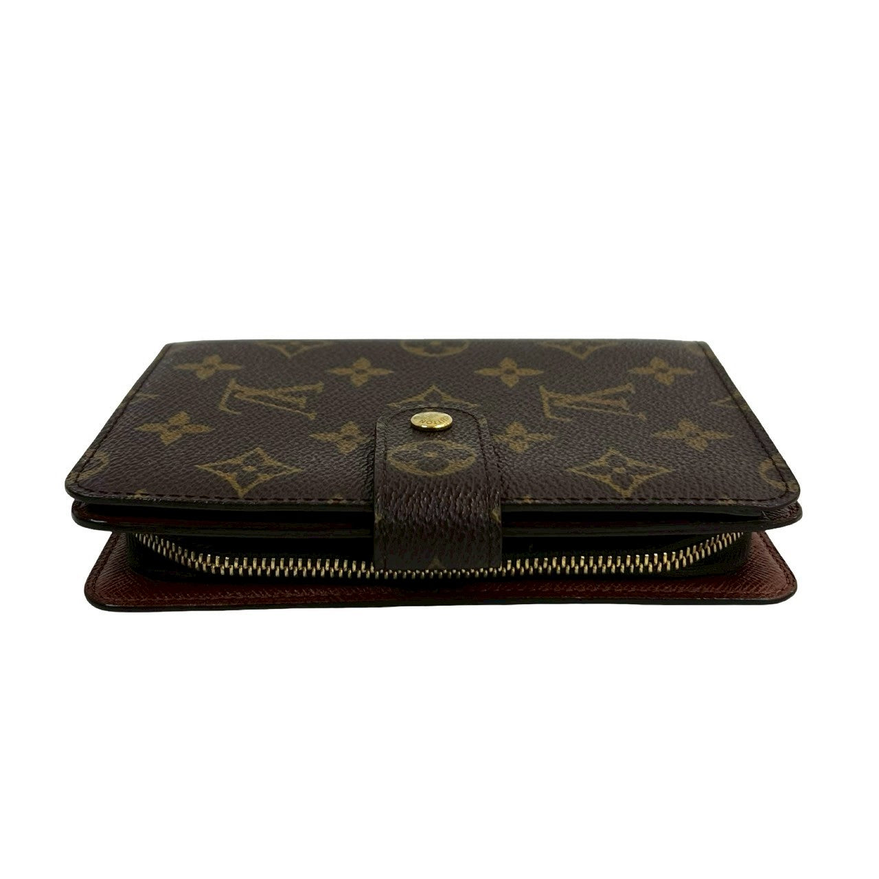 LOUIS VUITTON Bifold Wallet leather Brown Monogram Porto Papier Zip