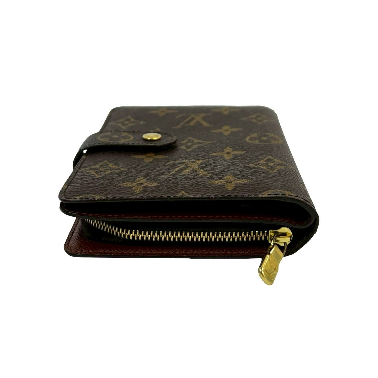 LOUIS VUITTON Bifold Wallet leather Brown Monogram Porto Papier Zip