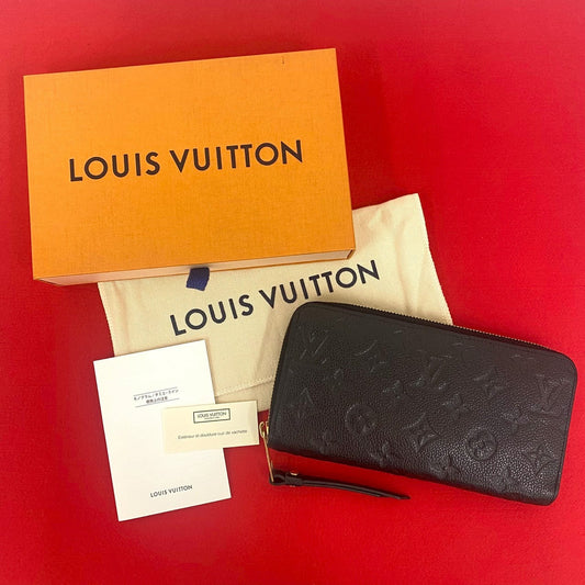 LOUIS VUITTON Long Wallet Purse leather black Monogram Ann Platt Zippy wallet