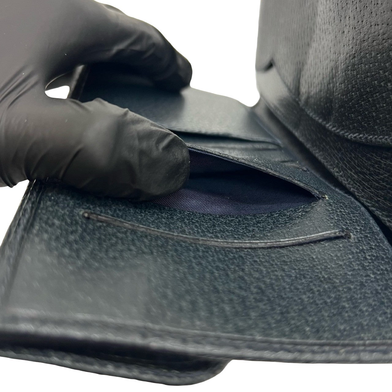 GUCCI Long Wallet Purse leather Navy