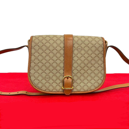 CELINE Shoulder Bag leather beige