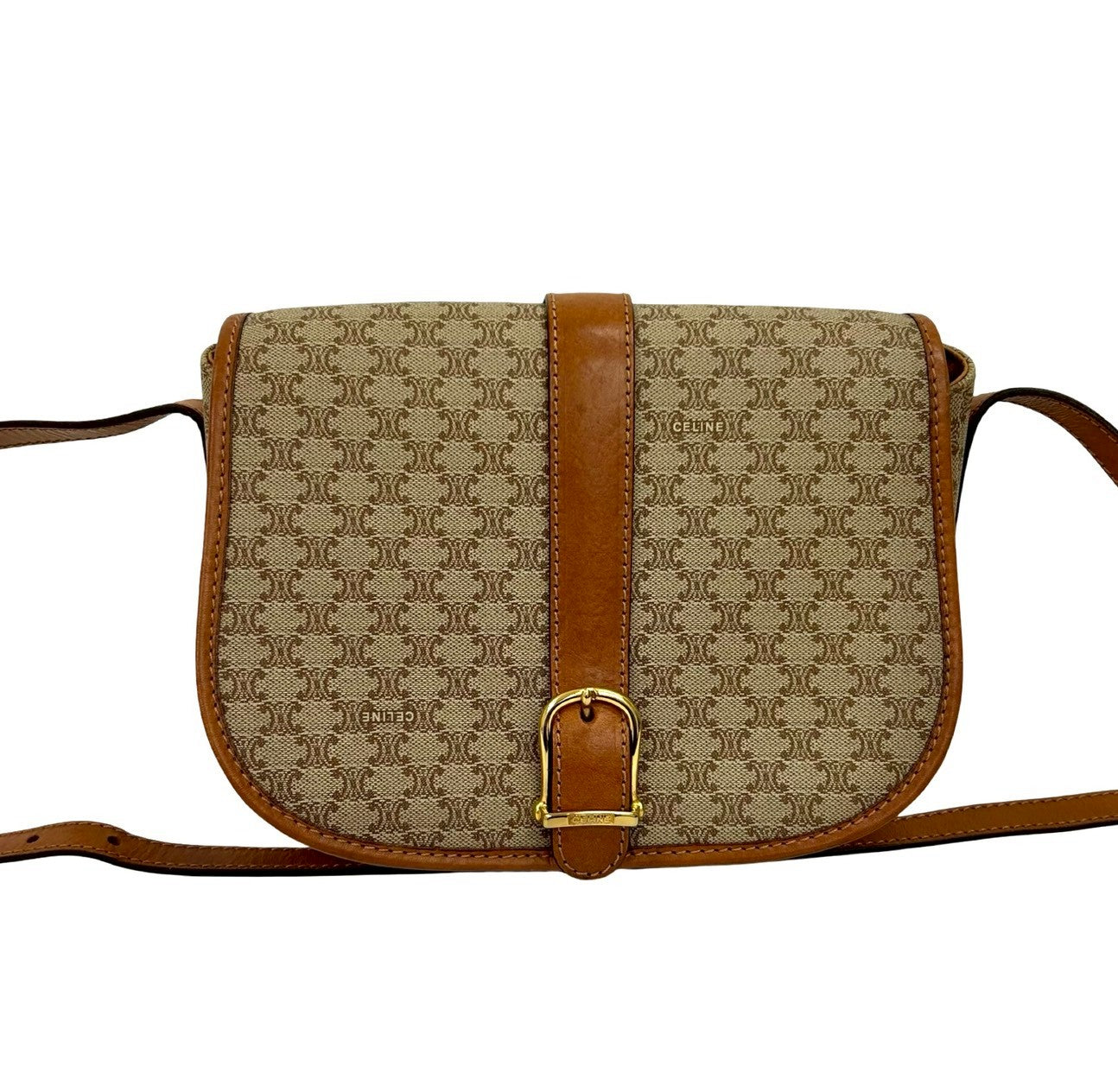 CELINE Shoulder Bag leather beige