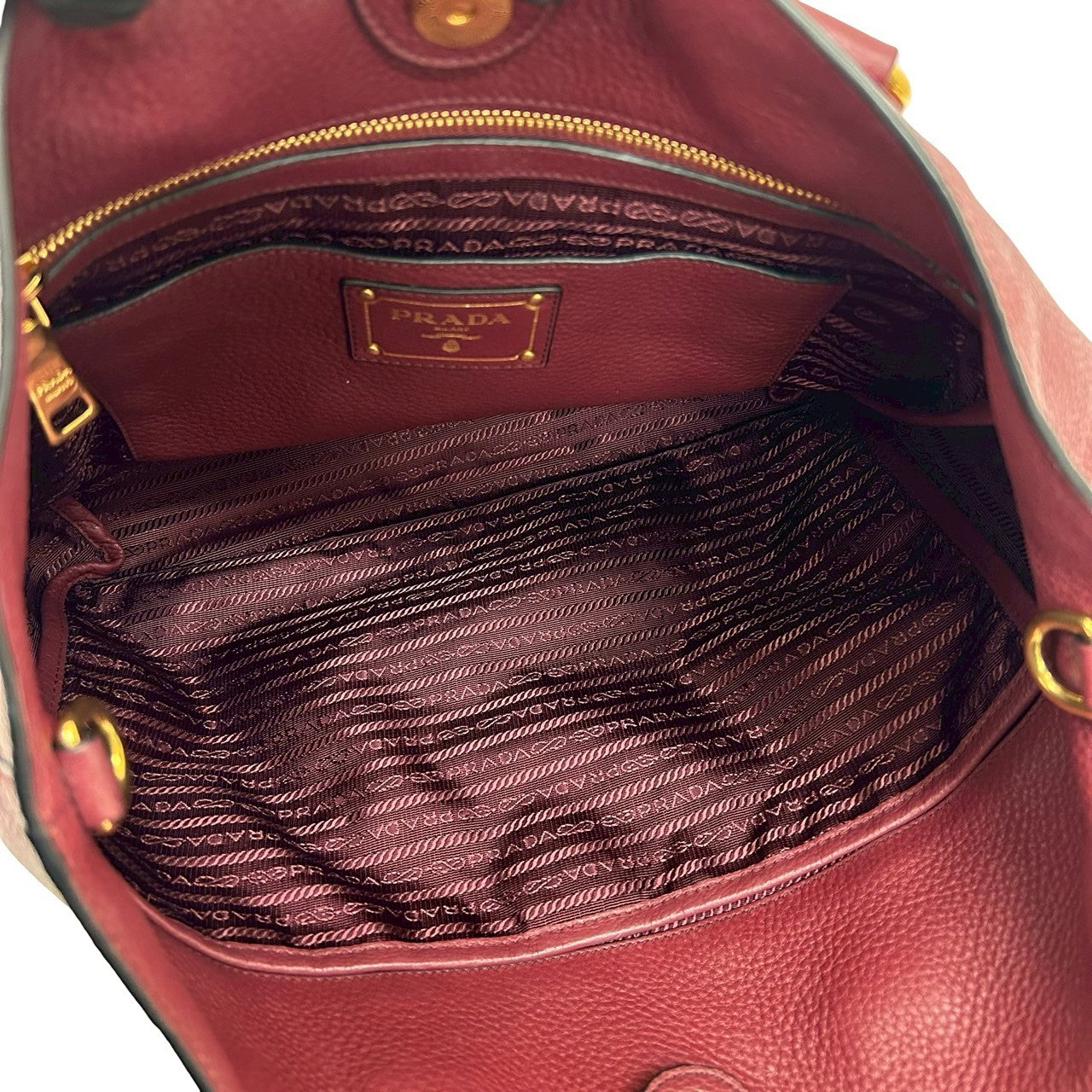 PRADA Tote Bag leather wine-red