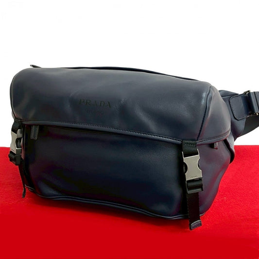 PRADA Shoulder Bag leather Navy