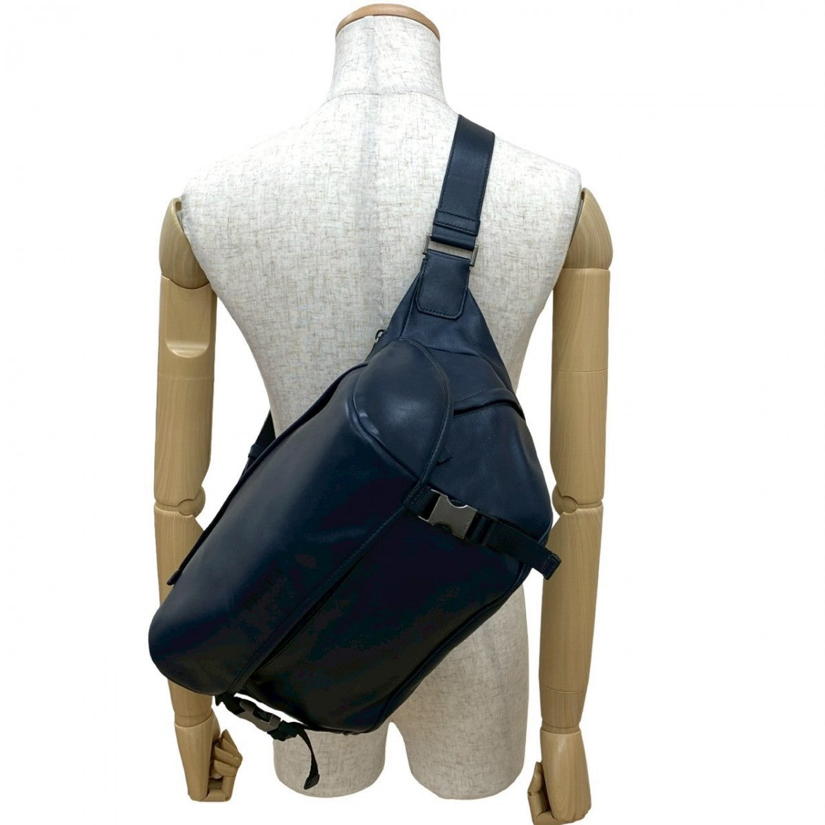 PRADA Shoulder Bag leather Navy