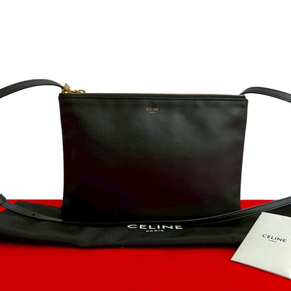 CELINE Shoulder Bag leather black Trio Small
