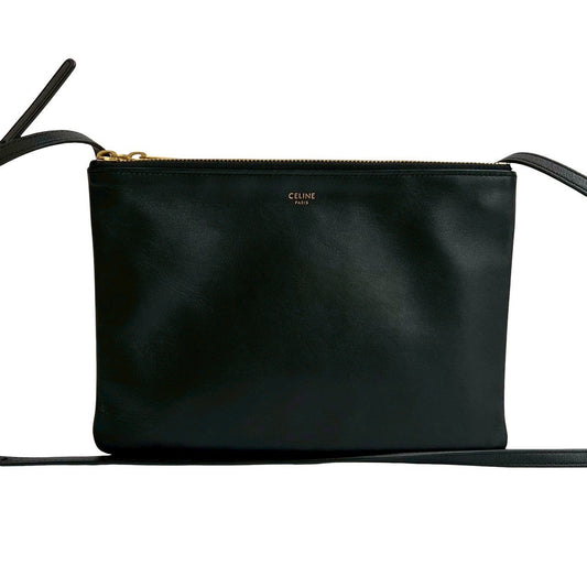 CELINE Shoulder Bag leather black Trio Small