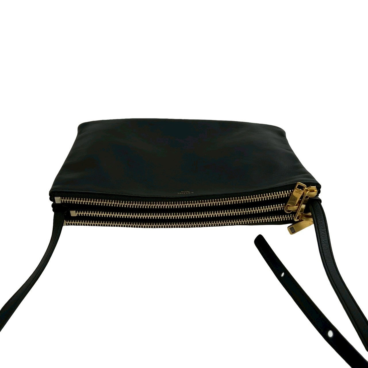 CELINE Shoulder Bag leather black Trio Small