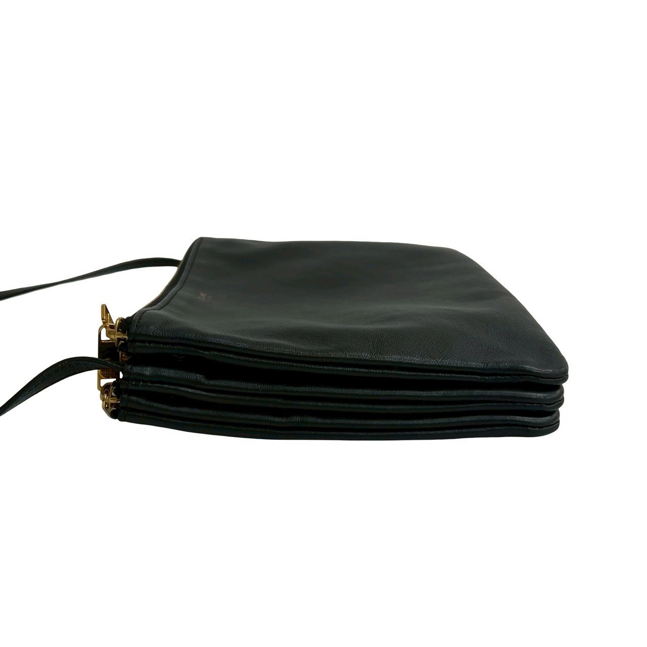 CELINE Shoulder Bag leather black Trio Small