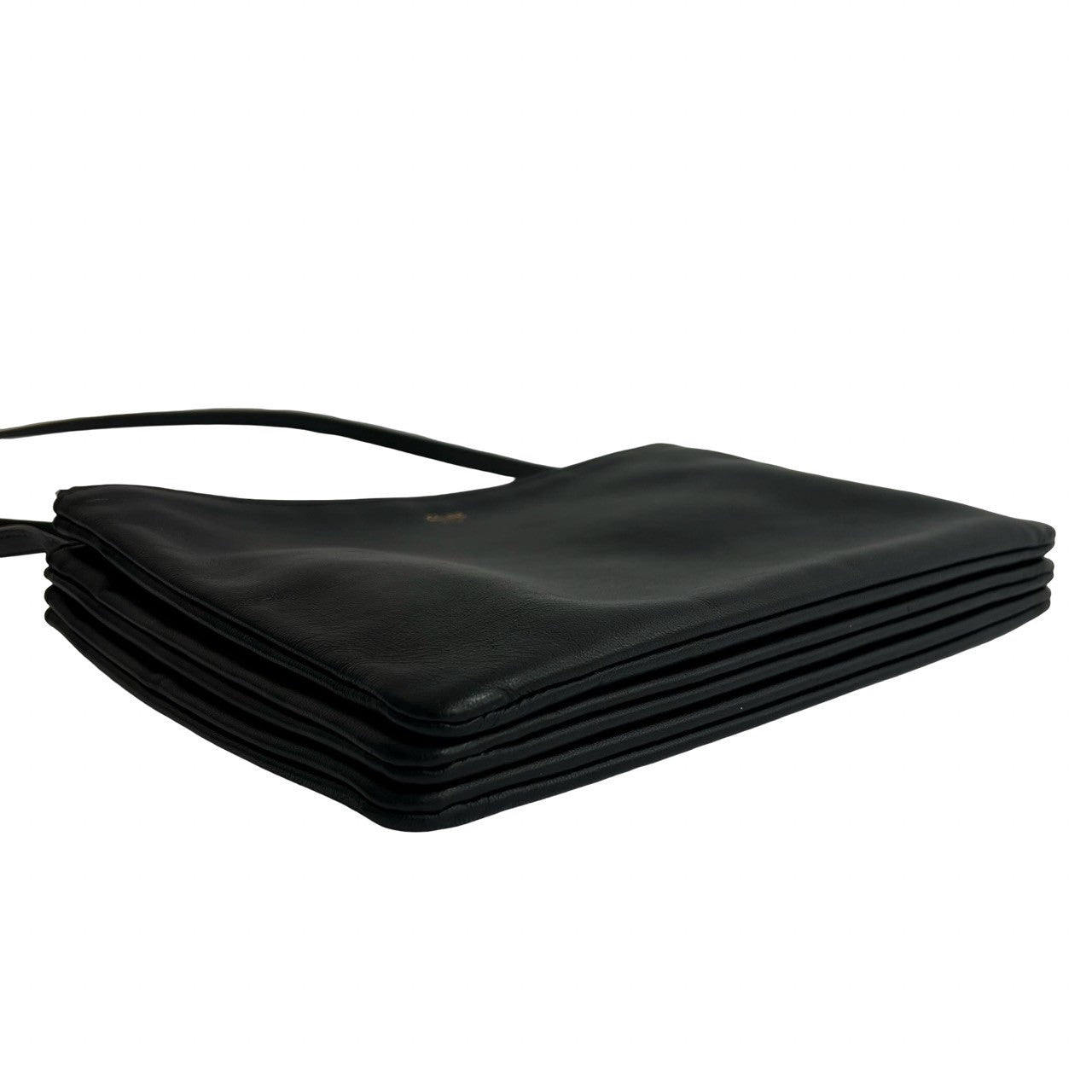 CELINE Shoulder Bag leather black Trio Small