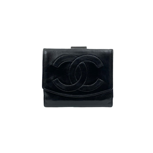 CHANEL Bifold Wallet lambskin black