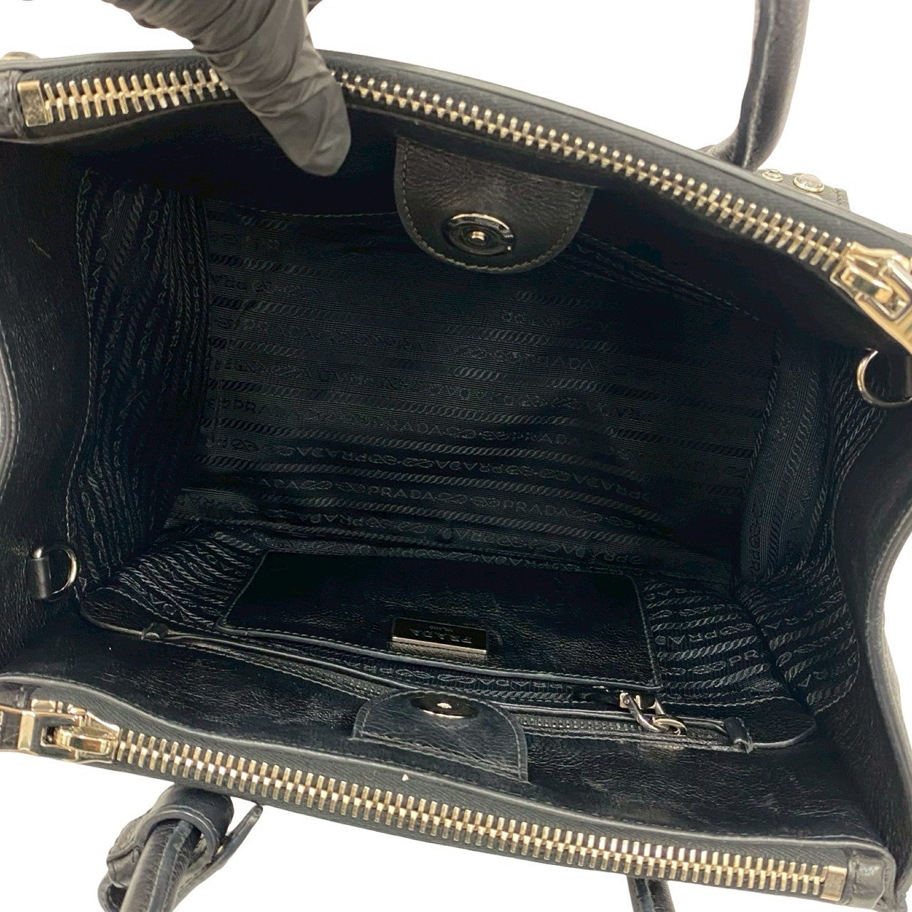 PRADA Shoulder Bag leather black
