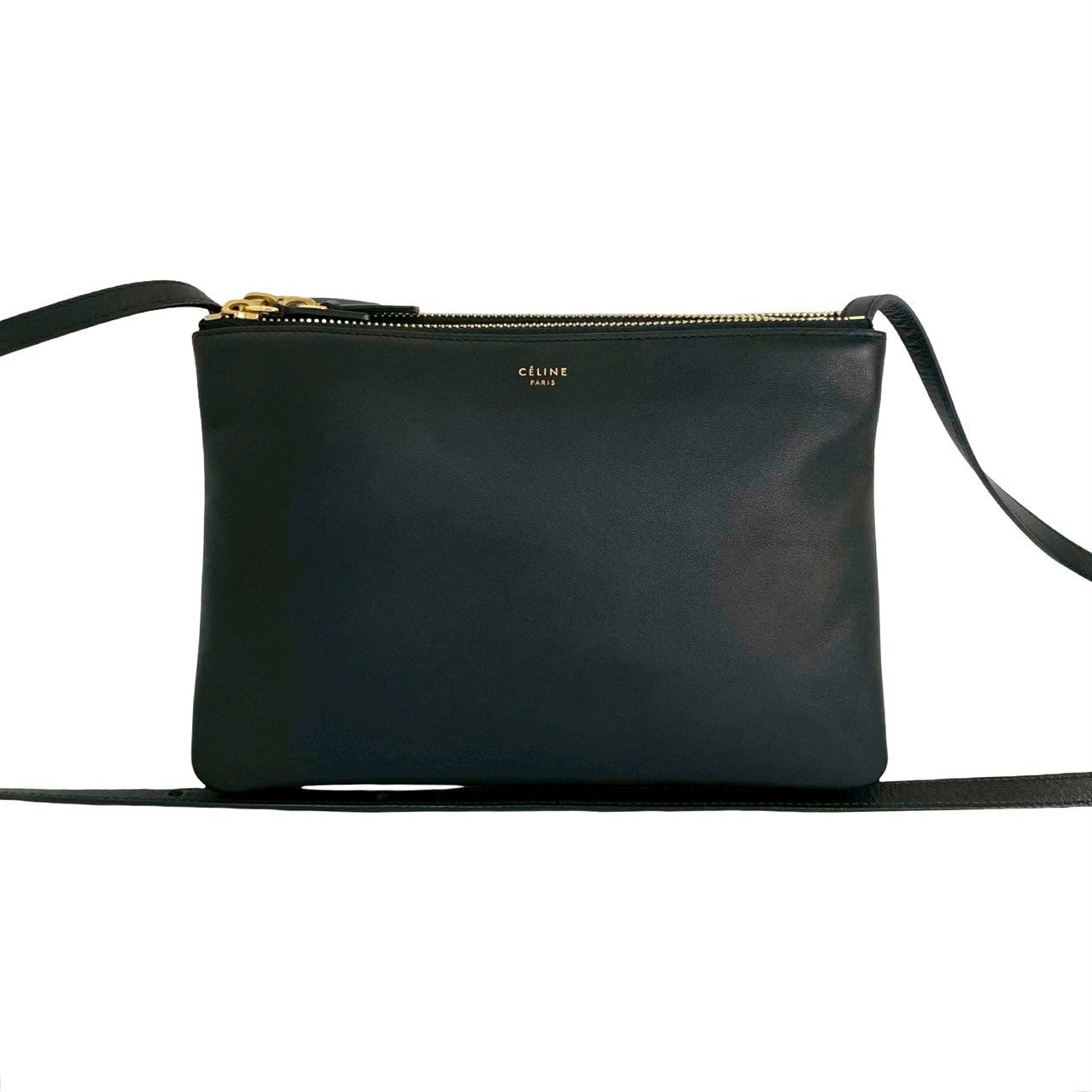 CELINE Shoulder Bag leather black Trio Small