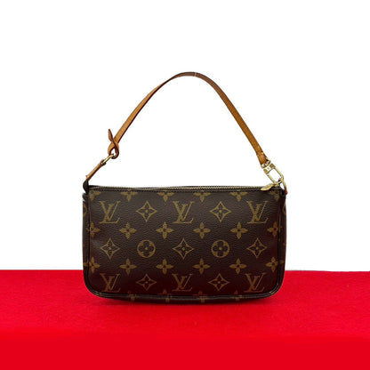 LOUIS VUITTON Handbag leather Brown Monogram Pochette Accessoires