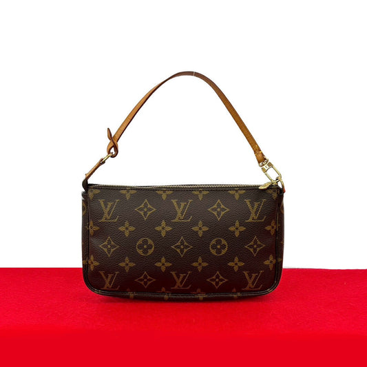 LOUIS VUITTON Handbag leather Brown Monogram Pochette Accessoires