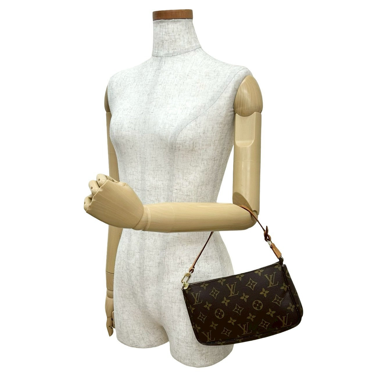 LOUIS VUITTON Handbag leather Brown Monogram Pochette Accessoires