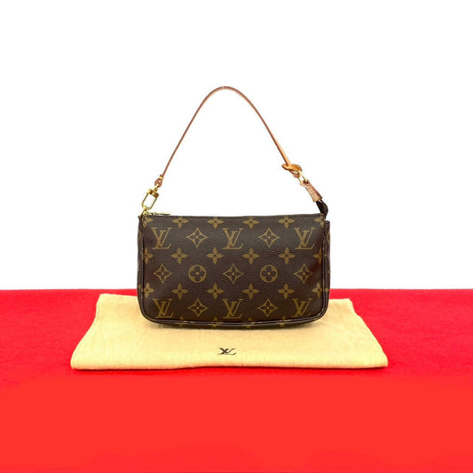 LOUIS VUITTON Handbag leather Brown Monogram Pochette Accessoires