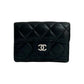 CHANEL Tri-fold wallet lambskin black Matrasse