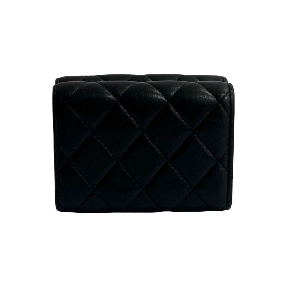 CHANEL Tri-fold wallet lambskin black Matrasse