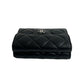 CHANEL Tri-fold wallet lambskin black Matrasse