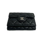 CHANEL Tri-fold wallet lambskin black Matrasse