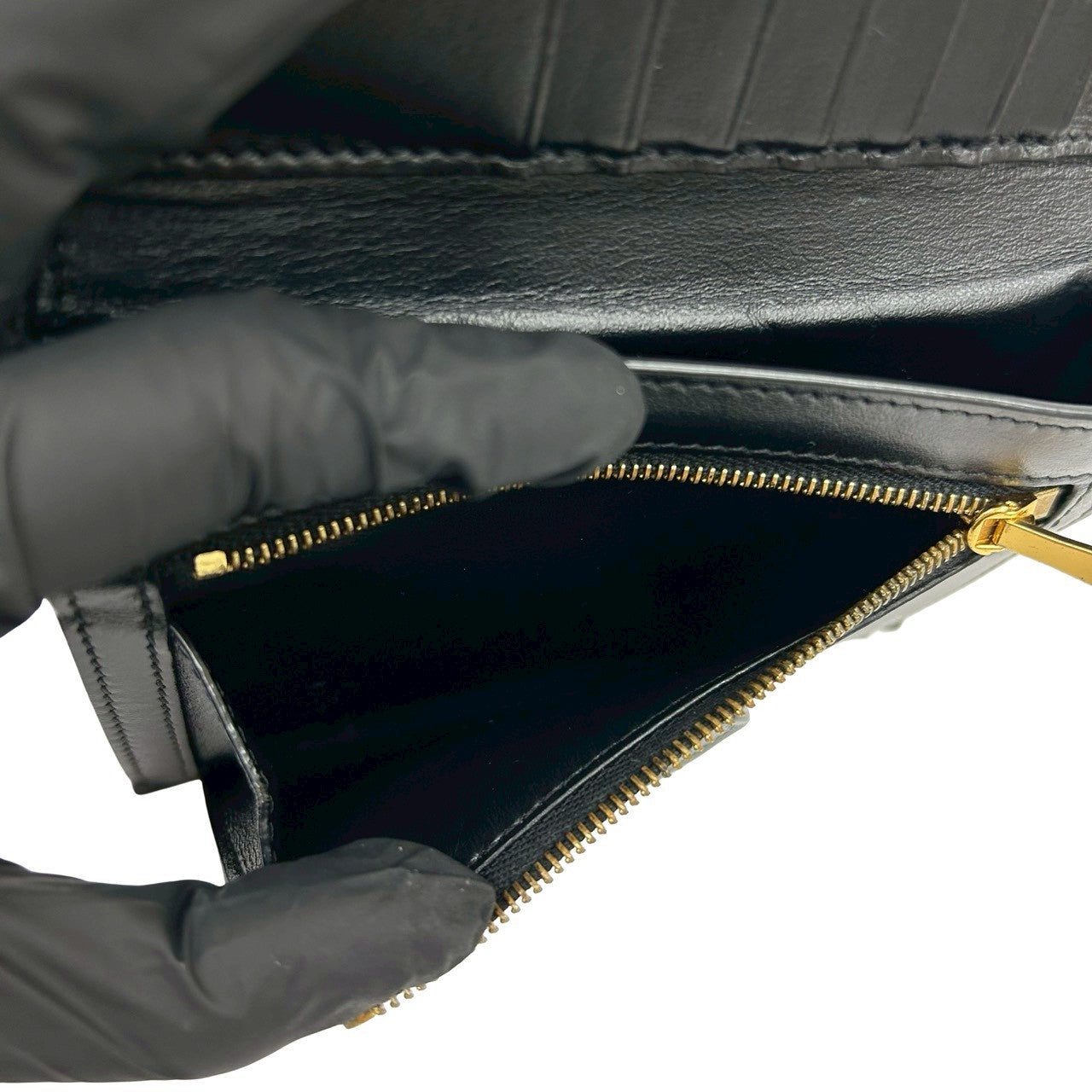 CELINE Bifold Wallet leather black Medium strap wallet