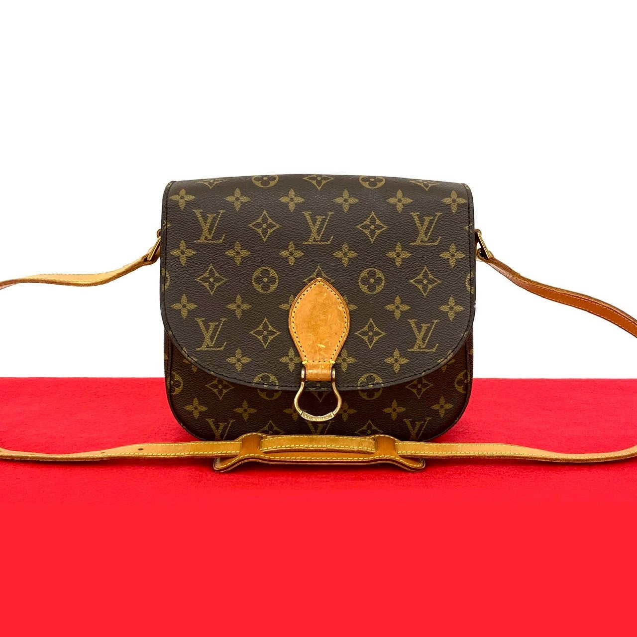 LOUIS VUITTON Shoulder Bag leather Brown Monogram Saint-Cloud