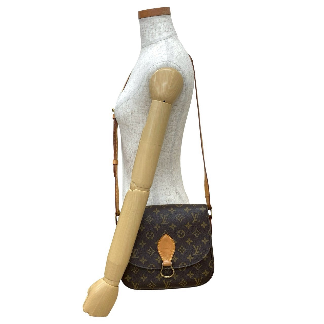 LOUIS VUITTON Shoulder Bag leather Brown Monogram Saint-Cloud