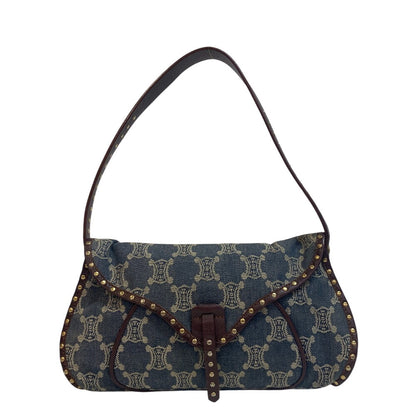 CELINE Shoulder Bag canvas Navy Paris Macadam