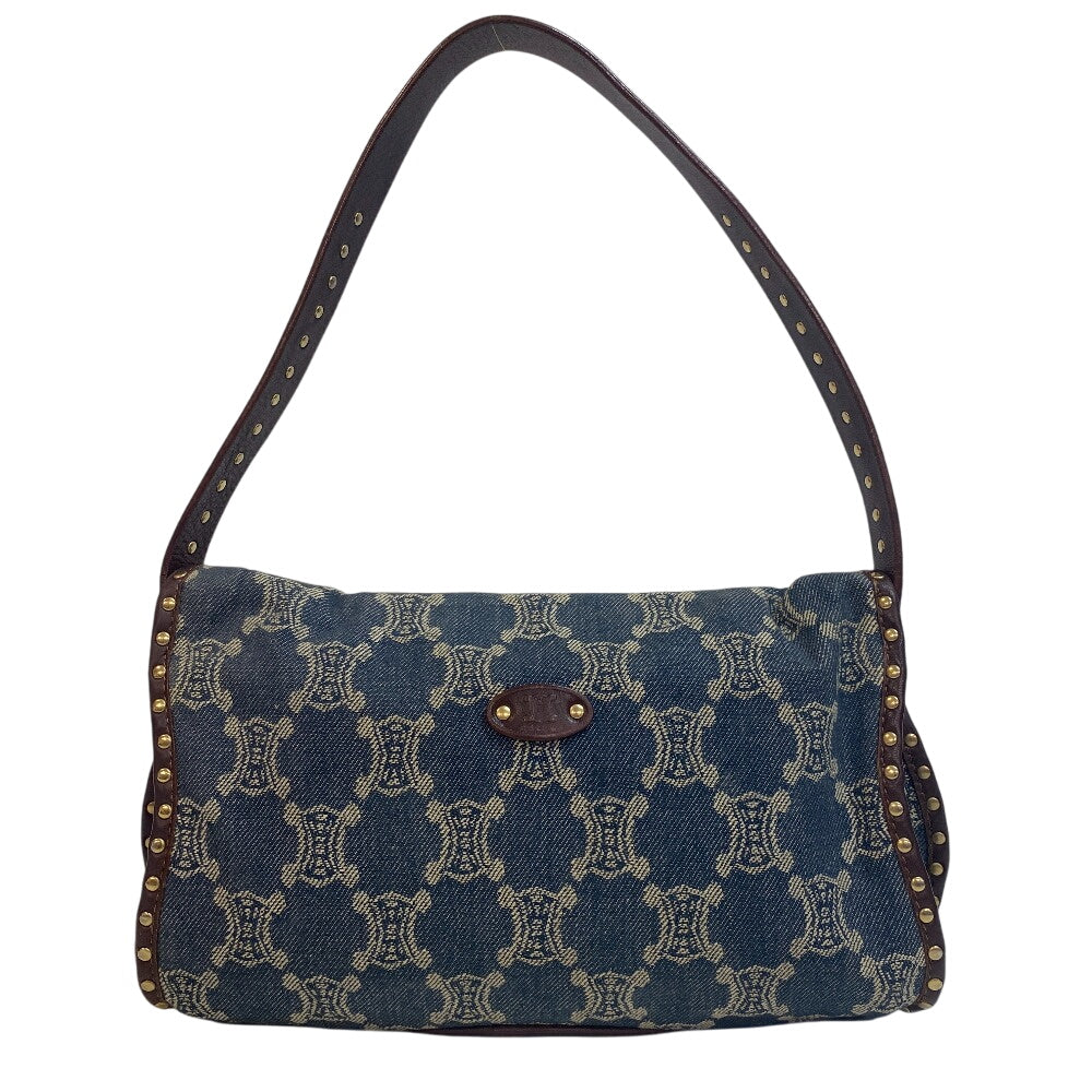 CELINE Shoulder Bag canvas Navy Paris Macadam