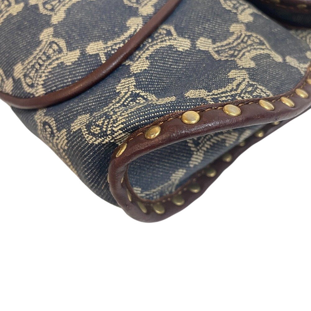 CELINE Shoulder Bag canvas Navy Paris Macadam