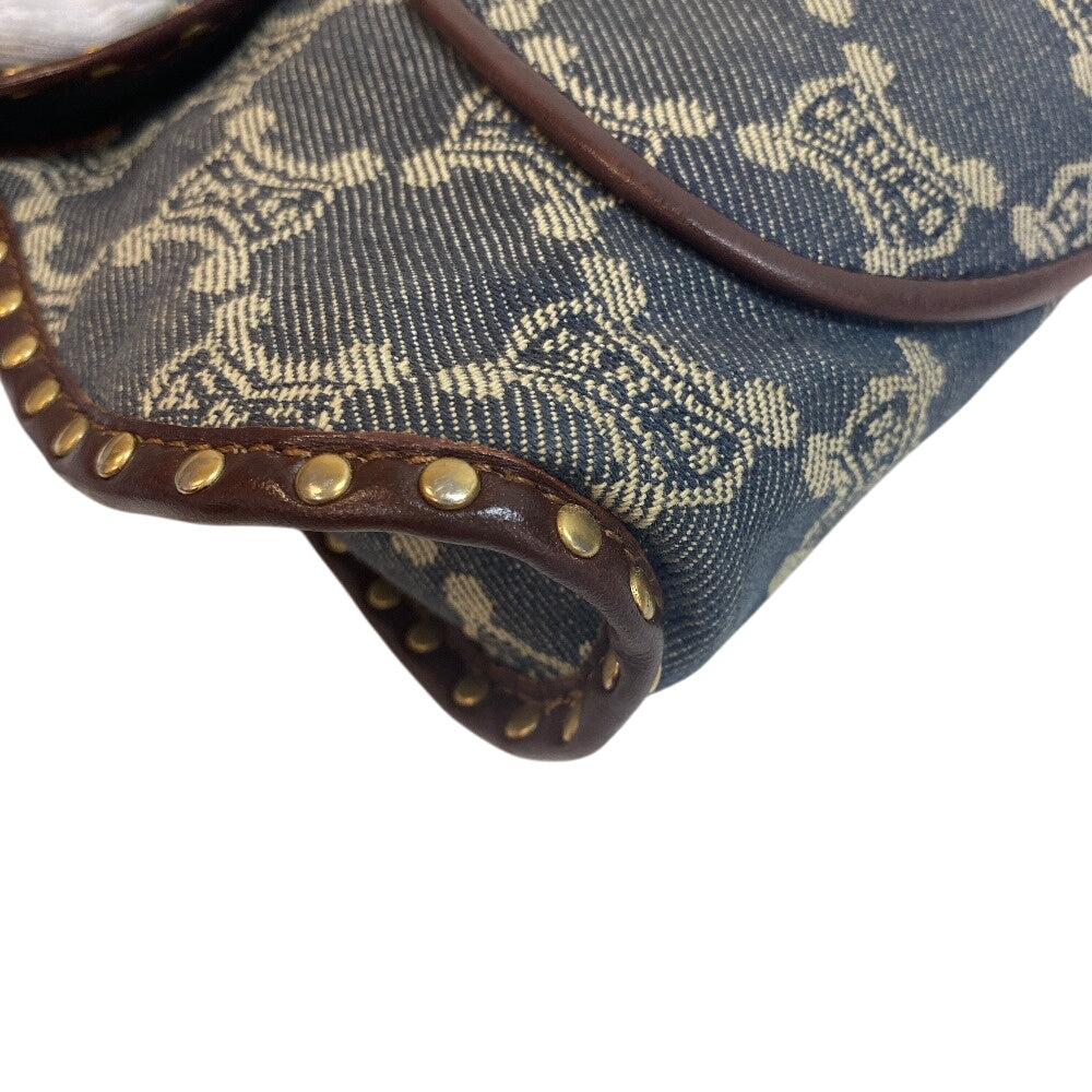 CELINE Shoulder Bag canvas Navy Paris Macadam