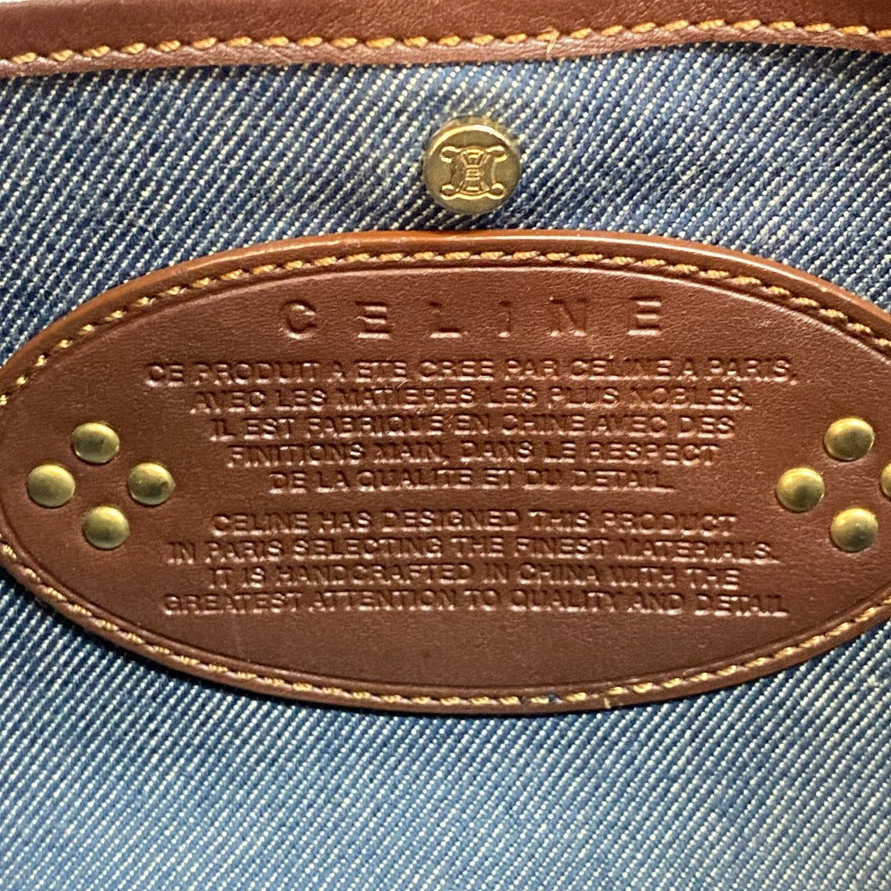 CELINE Shoulder Bag canvas Navy Paris Macadam