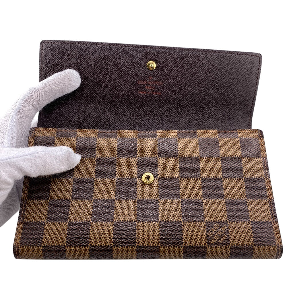 LOUIS VUITTON Long Wallet Purse N61217 Damier Brown Damier Portefeuille International