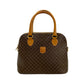 CELINE Handbag Leather, PVC Brown Macadam Blason Triomphe Pattern Women Used Authentic